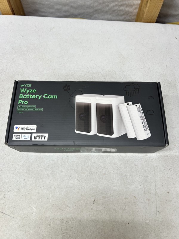 Wyze Battery Cam Pro 2 Pack WYZECOP-RB2PK Wireless 2k HD Color Night Spotlight