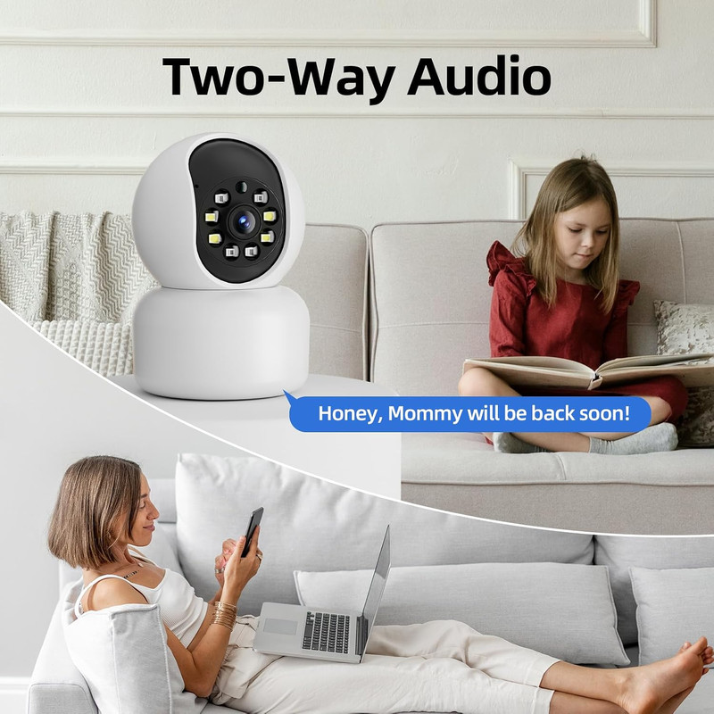 Hawkray 360° 2K 3MP Security Camera Indoor,2.4/5Ghz Wifi Smart Motion Alert with gallery
