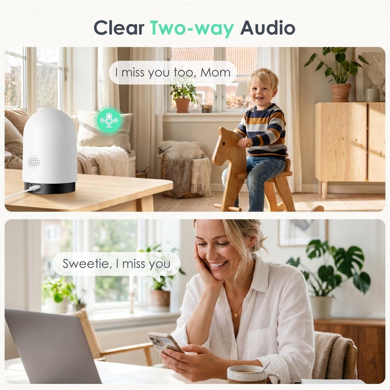 2K 360° Indoor Security Camera - Wi-Fi Baby & Pet Monitor, Motion Tracking, Nigh gallery