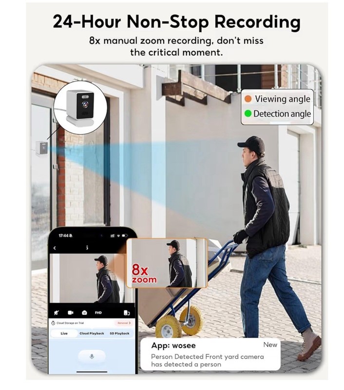 5MP 2K WiFi Window Security Camera, Indoor Dog Cam, AI Night Vision, Motion Dete gallery