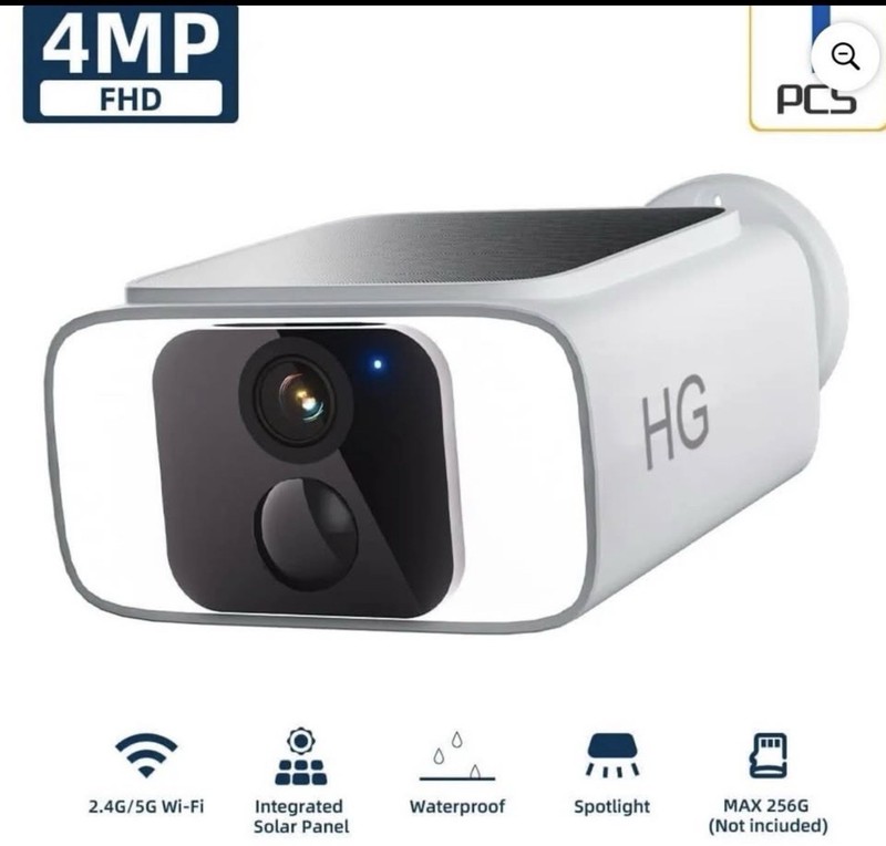 HG 4MP FHD Outdoor Solar WiFi Security Camera Waterproof Spotlight Storage