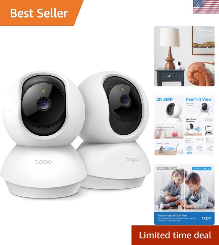 Tapo 2K Indoor Camera Set – 2-Pack with 2-Way Audio & Device Sharing Options