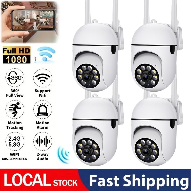 4PCS Outdoor Security Camera 5G WiFi Night Vision PIR Sensor Surveillance Cam