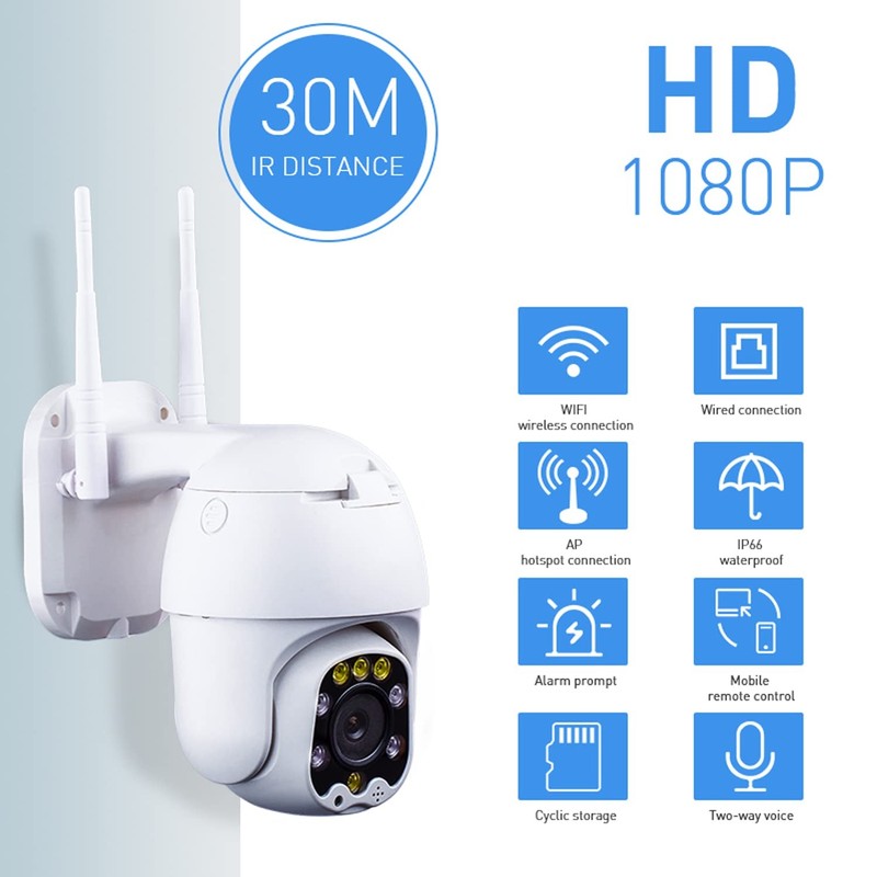 Outdoor PTZ WiFi IP Security Camera 1080P Home Surveillance Camera Pan/Tilt T... gallery