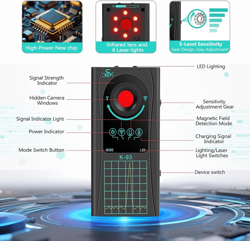 Hidden Spy Camera Bug Detector GPS Tracker Anti-Spy Device for Travel Hotel Car gallery