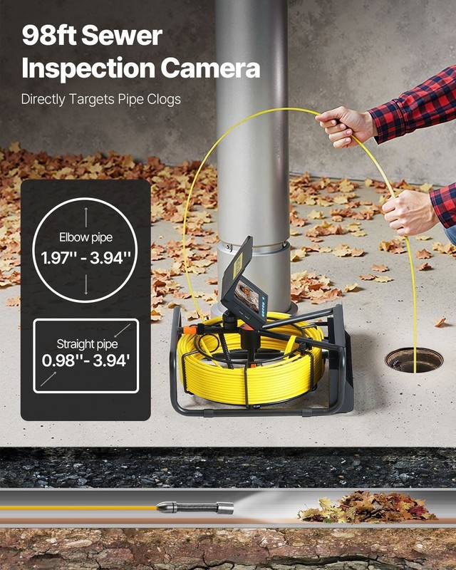 30m IP68 Sewer Snake Camera 4.3in TFT LCD Monitor DVR 6LEDs 8500mAh gallery