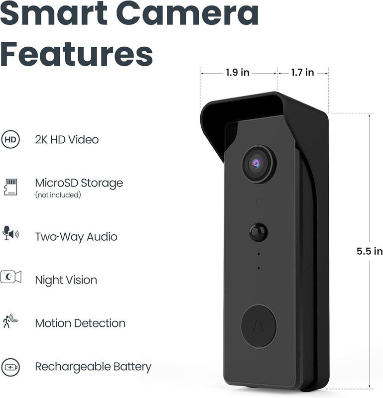 Smart Video Doorbell Camera, 2.4Ghz Wi-Fi, No Hub, Two-Way Audio, Advance Motion gallery