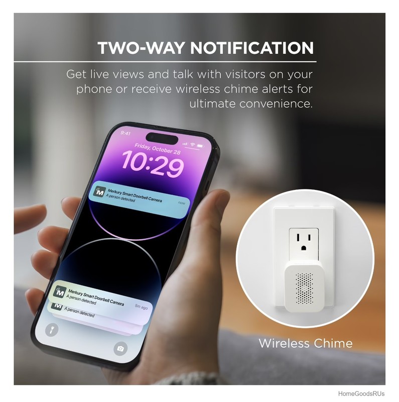 Wire-Free Smart Doorbell Camera 1080p HD Two-Way Audio Motion Alerts Night gallery