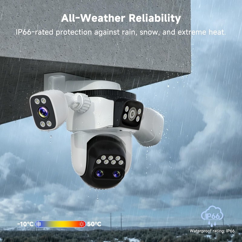 4-Lens Security Cameras Wireless Outdoor, 4-in-1 Multi-View 2K 360° PTZ Plug-... gallery
