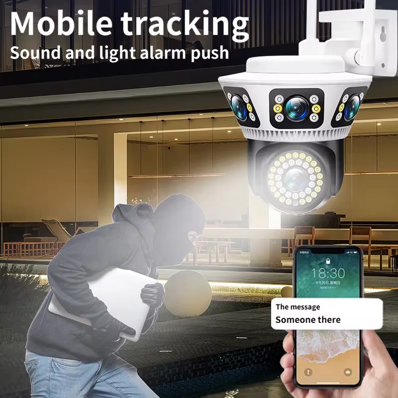 HD Outdoor WiFi IP Camera Triple Lens CCTV PTZ Security Home IR Cam Night Vision gallery