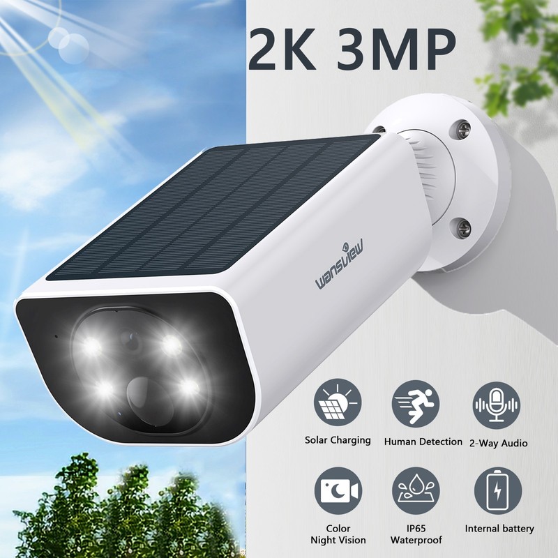Wansview 2K 3MP Solar Security Camera Wireless Smart Home Outdoor AI Detection