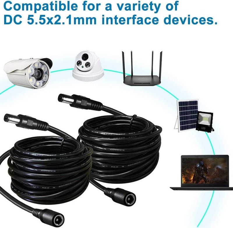 SIOCEN【2-Pack】 6ft DC Extension Cord 5.5mm x 2.1mm Male to Female Power Black gallery