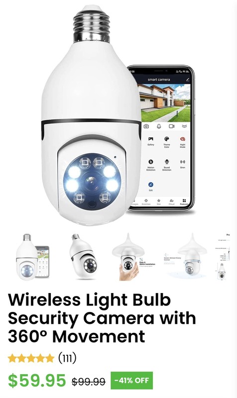 smart bulb security camera