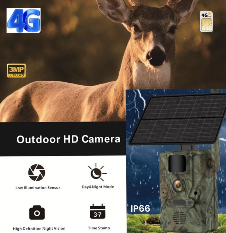 4G SOLAR GPS Hunting Security 3MP TRAIL Camera, AI 25m Detection,2-Way Audio,App gallery