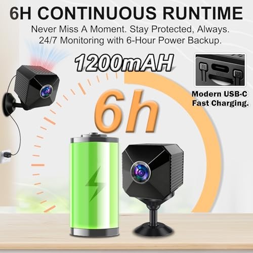 2026 Upgraded 4K Mini Wireless Security Camera, 6H Battery – Small Wireless gallery