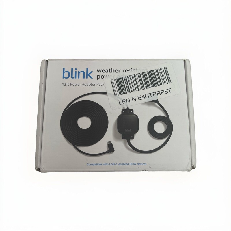 Blink Camera Weather Resistant Power Adapter 13 Ft USB-C White. New