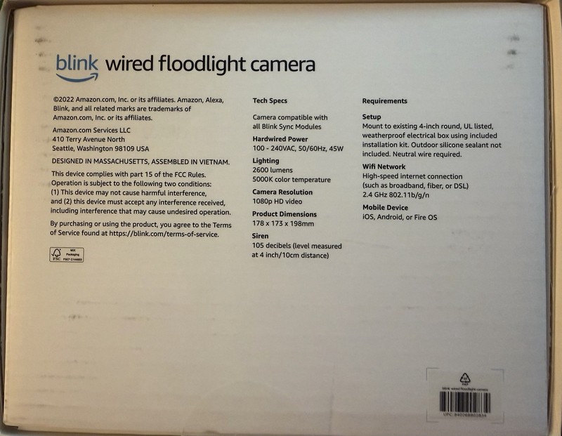 Blink Wired Floodlight Camera 1080p Outdoor Motion Siren Alexa Wi-Fi Black gallery