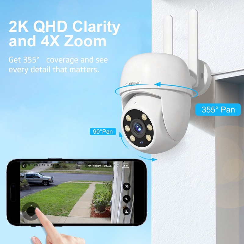 WiFi PTZ Security Camera System 4MP Outdoor Wireless 2Way Audio Waterproof gallery