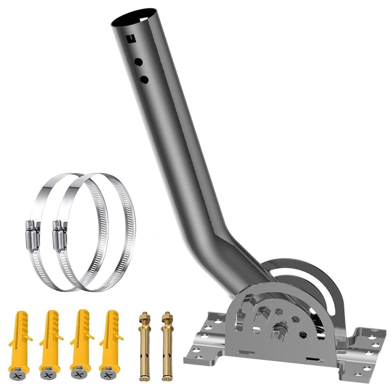 430 Stainless Steel Heavy Duty Antenna Pole Mount, 13”-160° Adjustable Three…