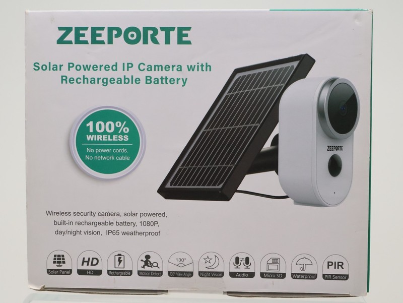 Zeeporte Solar Powered IP Camera with Rechargeable Battery, Brand New in Box