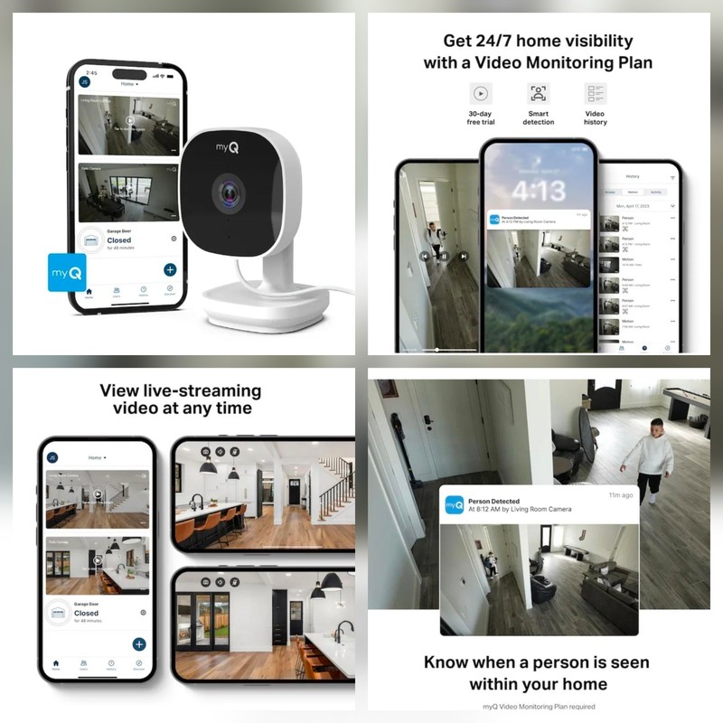 myQ Smart Indoor Garage Security Camera – 1080p HD Video, Night Vision, Motion gallery