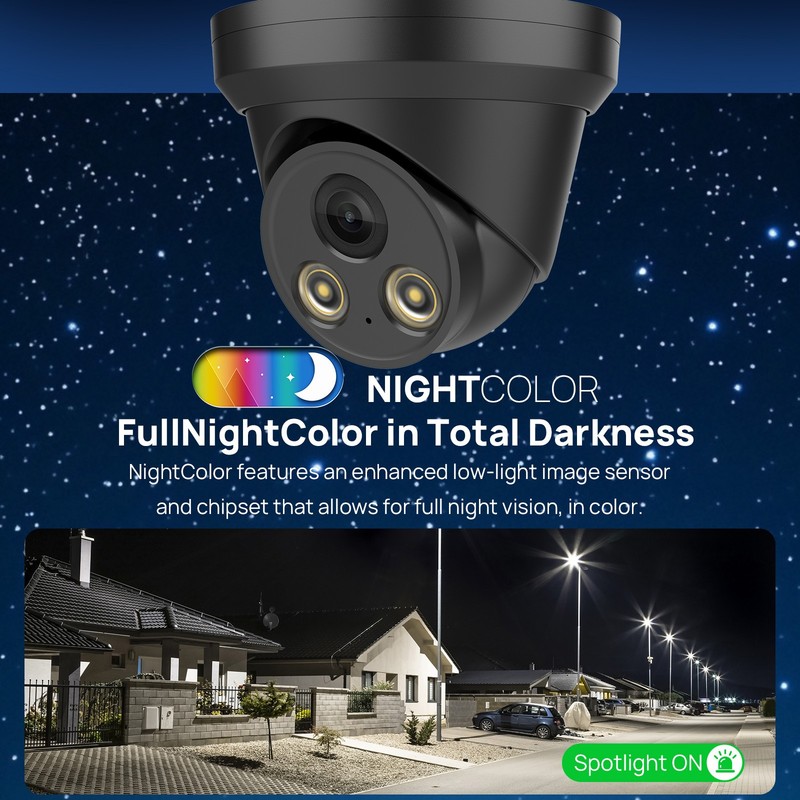 VIKYLIN Turret POE Full Color 8MP 4K IP CAMERA MIC Black/White Factory Direct US gallery