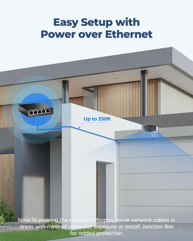 4K PoE Security Camera System, Home Outdoor IP Camera in 180 Degree Viewing A... gallery