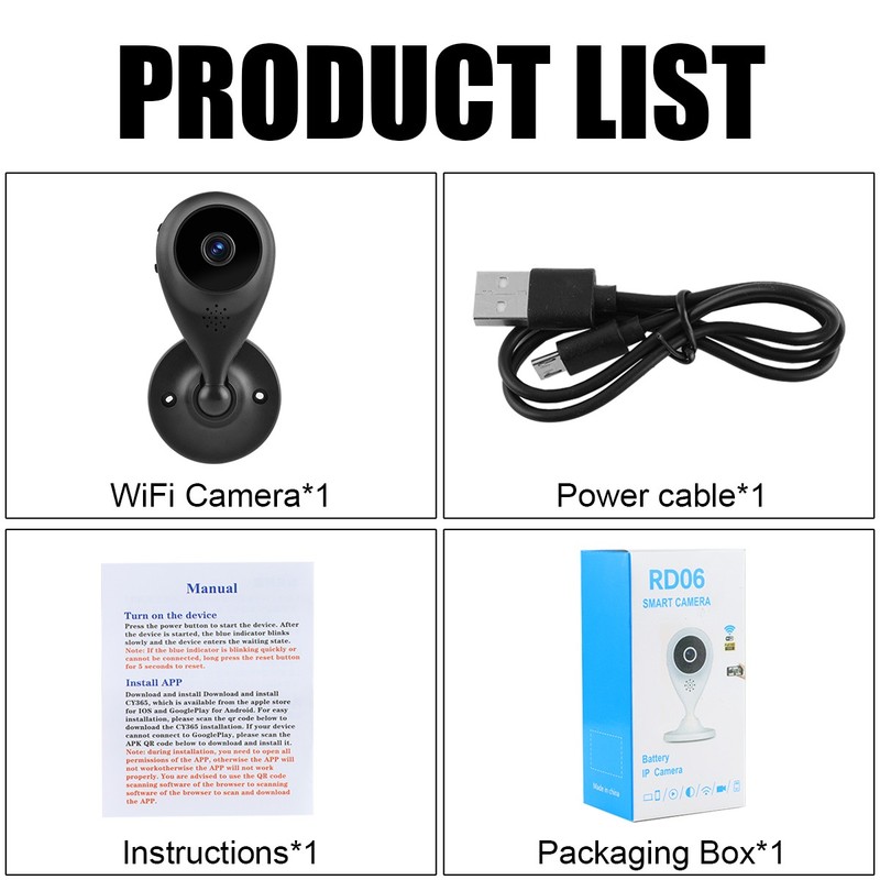 WiFi Security Camera 1080P 2.4GHz Night Vision Manual 360° Rotation US
