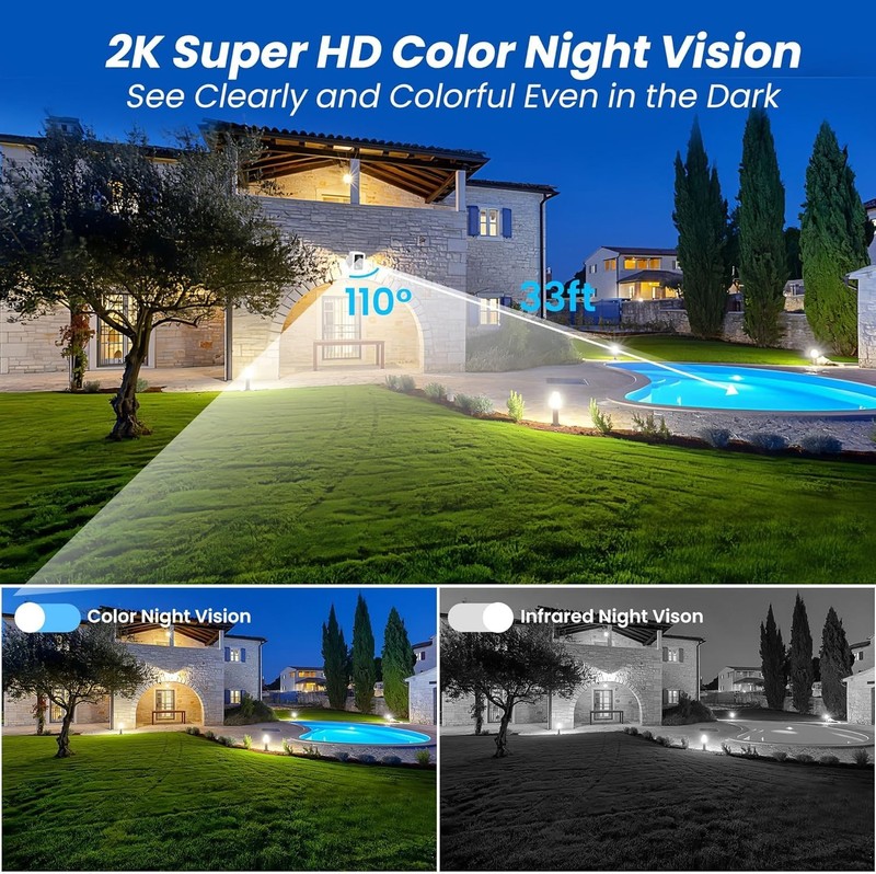 2K Wireless Outdoor Security Camera with AI Human Detection & Night Vision gallery