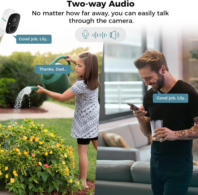 Vicohome 2K Security Camera Wireless Wi-Fi Indoor/Outdoor,Battery Powered,Easy t gallery