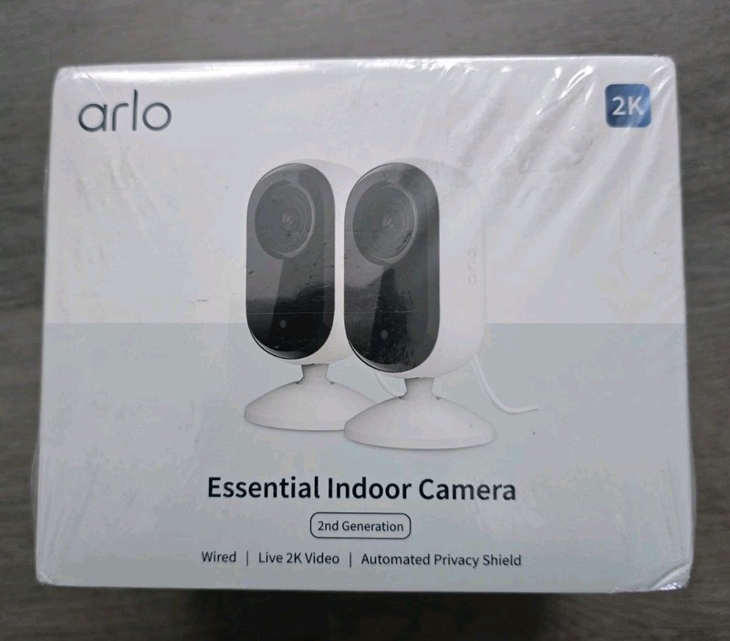 NEW IN BOX ARLO ESSENTIAL INDOOR CAMERA SET OF 2 WIRED 2K 2ND GEN SECURITY