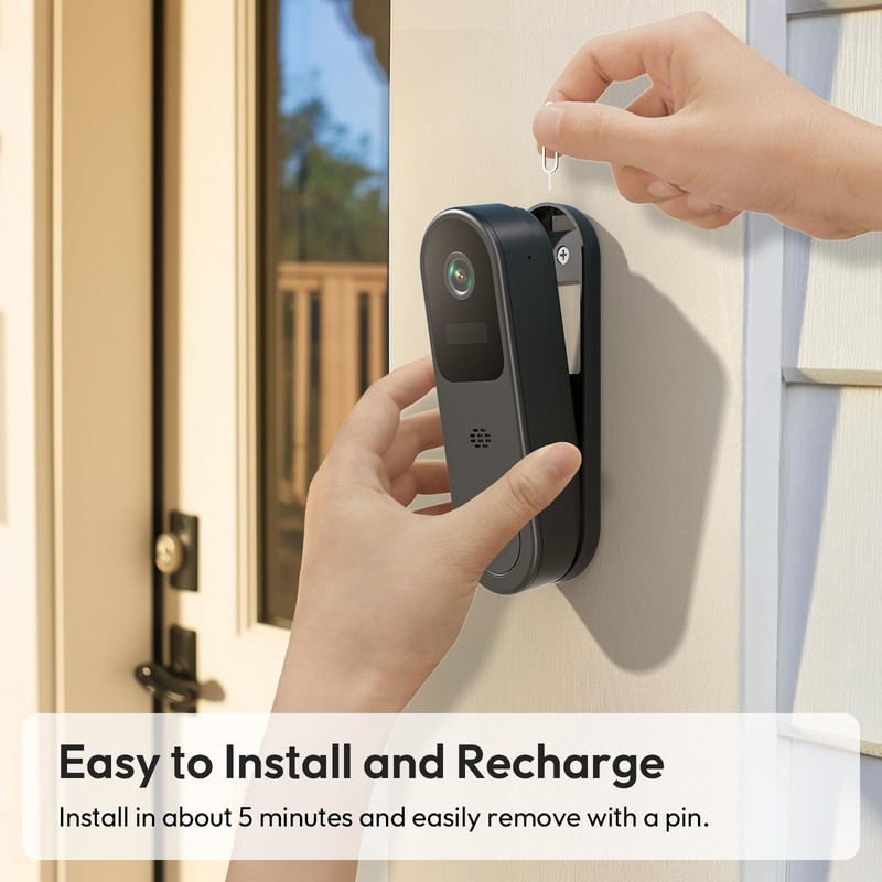 2K HD Battery Doorbell Camera Wireless with Ring Chime, Smart Video Doorbell ... gallery