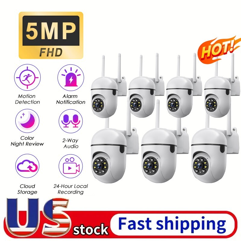 7PCS 5MP PTZ WIFI Security Camera Wireless Home Smart 2-Way Audio Surveillance