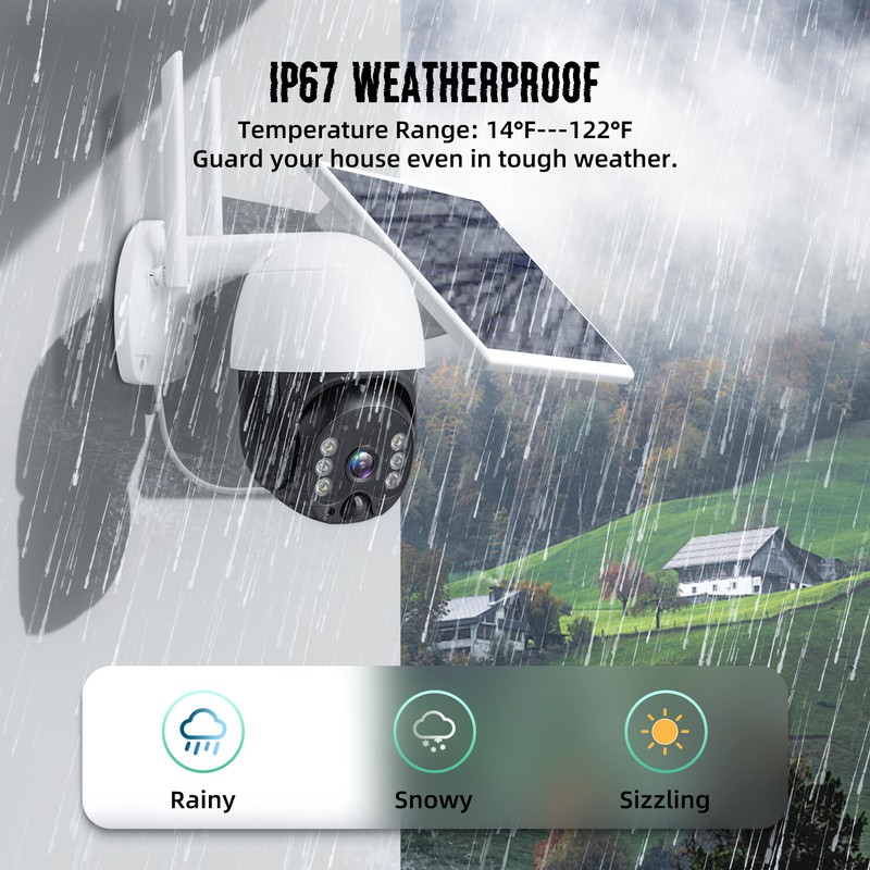 Wireless Solar Power WiFi Outdoor Home Security IP Camera Night Vision HD 2K gallery