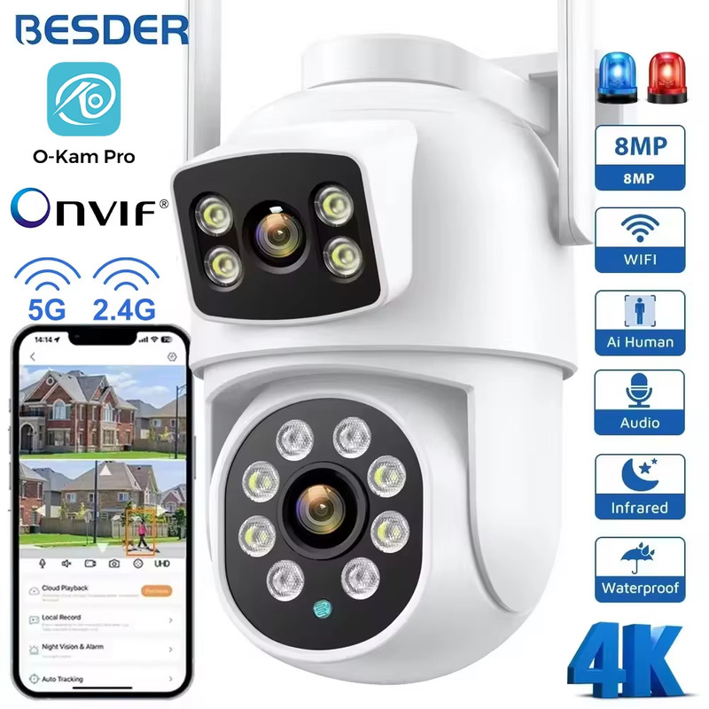 4K 8MP Wifi Camera PTZ Outdoor Dual Screen Human Detection Dual Lenses 10MP Secu gallery