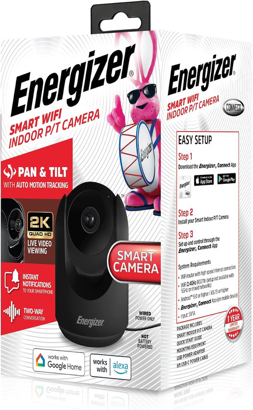 Smart 2K Indoor Pan & Tilt Wired Camera, Motion Tracking, Two-Way Audio, Night V gallery