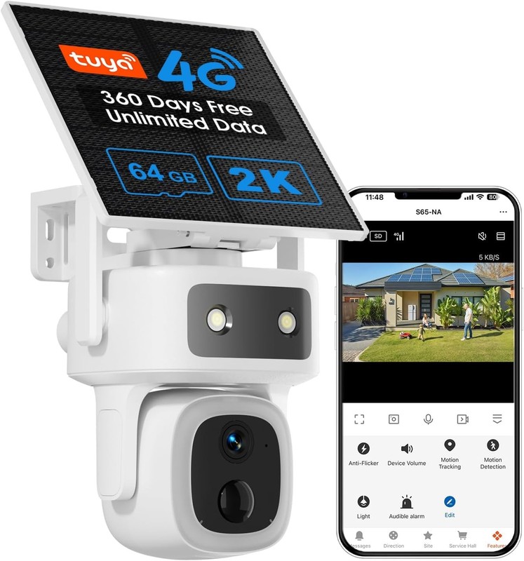 Solar Security Camera 4G LTE Wireless 360 Days Data