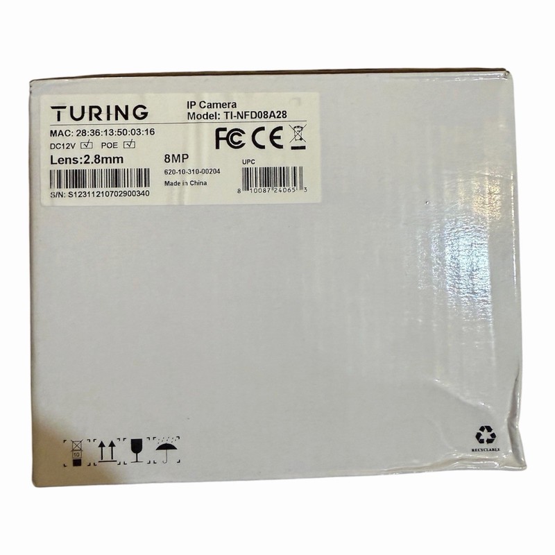Turing 8MP IP Dome Camera TI-NFD08A28 2.8mm PoE SD Slot White gallery