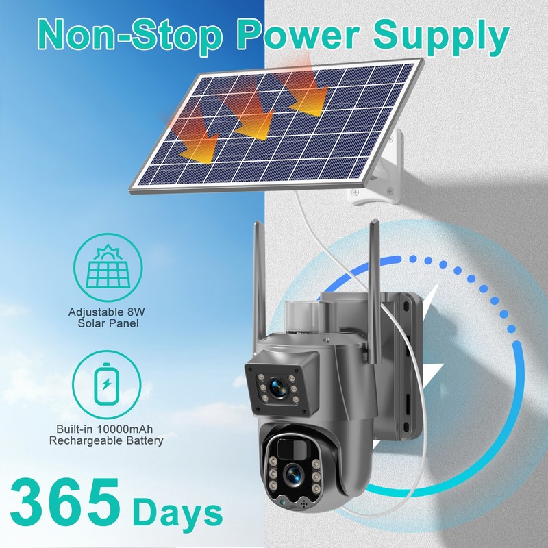 3pcs Solar Battery Powered Wireless WiFi Outdoor Pan/Tilt Home Security Camera gallery