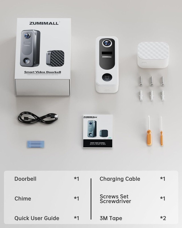 Doorbell Camera Wireless No Subscription - 2K Video Doorbell Wireless with Chime gallery