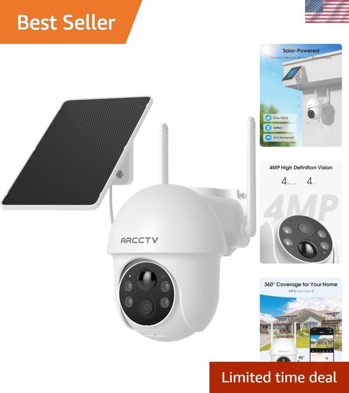 Battery & Solar Powered 4MP Outdoor Security Camera with Enhanced Night Vision