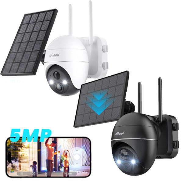 ieGeek 5MP WiFi Wireless Outdoor Solar Powered Security Camera Waterproof IP65