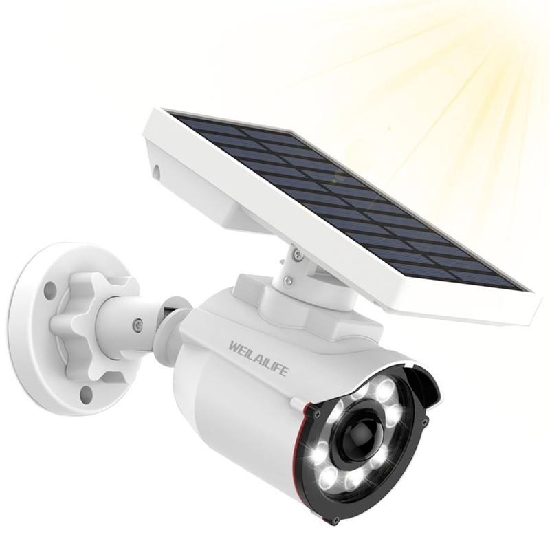 WEILAILIFE Solar Motion Sensor Simulated Cameras Outdoor Wireless Security Flood