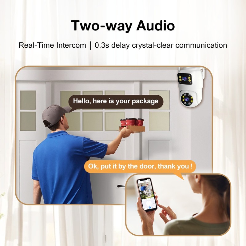Dual Lens WiFi Security Camera Outdoor 4K 8MP PIR IP65 Weatherproof Surveillance gallery