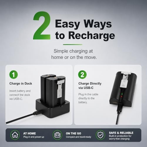 1 Pack 6040mAh Replacement Battery with Charger Station for Ring Doorbell & gallery