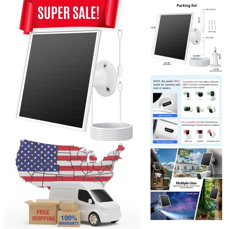 High Efficiency 6W Solar Charger for Wyze/Reolink Cameras – Easy Installation