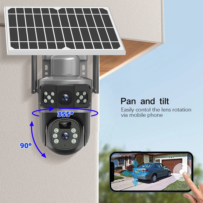 Wireless Solar Battery Security Camera Powered Wifi Outdoor Home System Rotating gallery