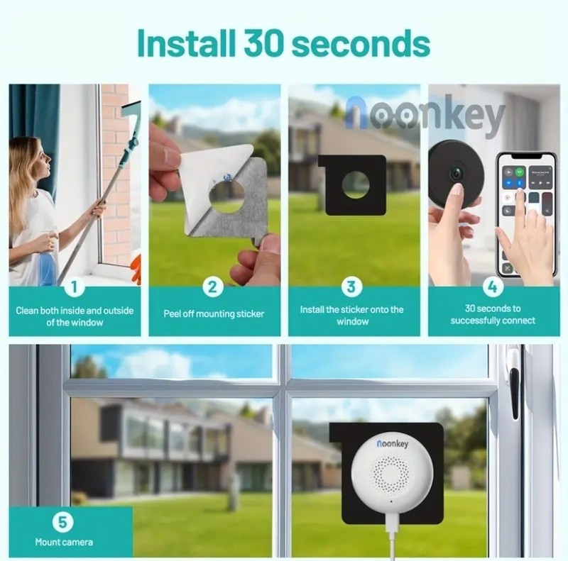Noonkey Window Camera 4-Pack with Color Night Vision for Home Security NEW gallery