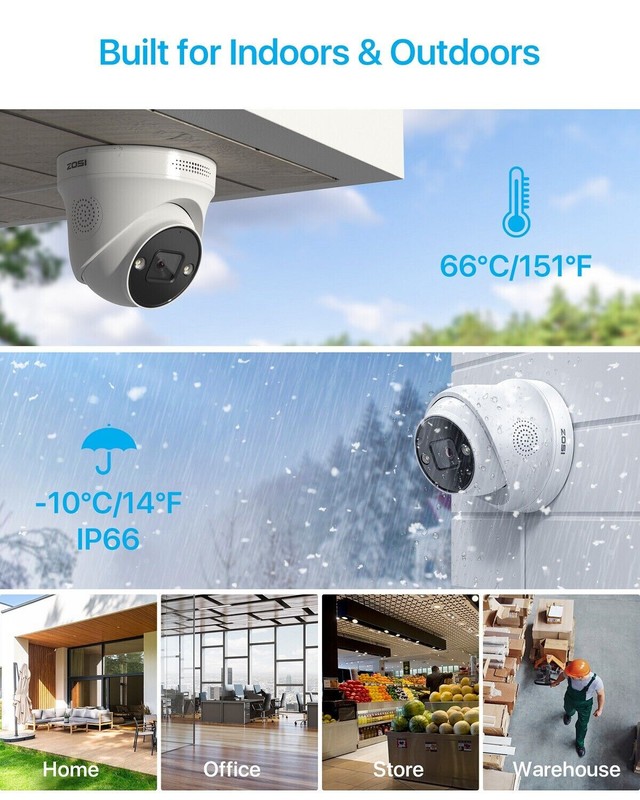 ZOSI 4K PoE 8CH Security IP Camera CCTV System 2TB 24/7 Record AI Detect Audio gallery