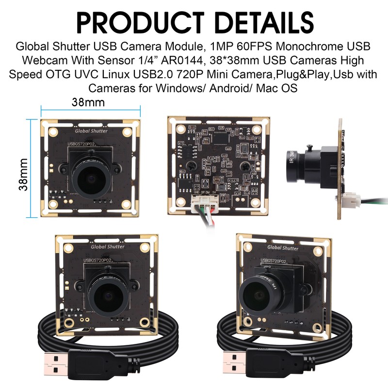 HD Global Shutter USB Industrial Webcam High Speed 60fps 720P USB Camera Module gallery